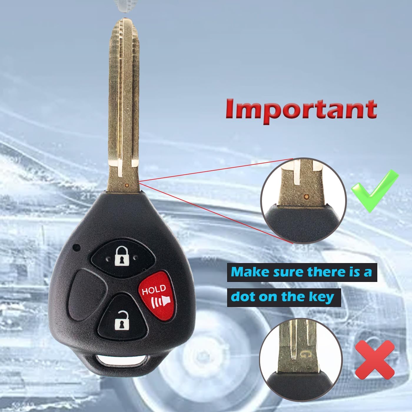 Key Fob Remote Replacement Compatible with Toyota Rav4 2006 2007 2008 2009 2010/Scion XB 2008-2013 Keyless Entry Remote Control Car Key HYQ12BBY (2pcs)