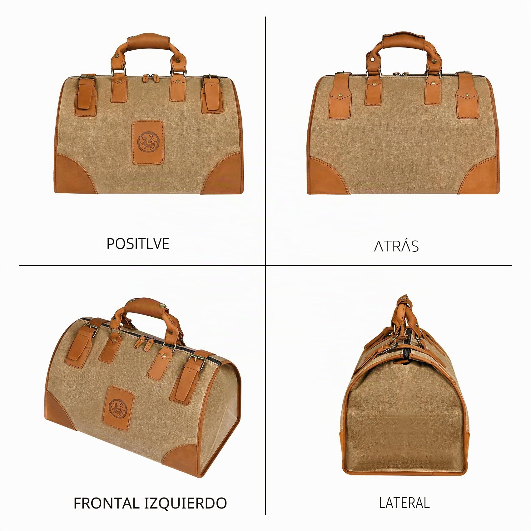 Lona Impermeable + Cuero -Maletas de Viaje -Bolsos- Bolsa de Equipaje -Maleta -Fin de Semana -Bolsa de pernoctación -para Hombres fb8151