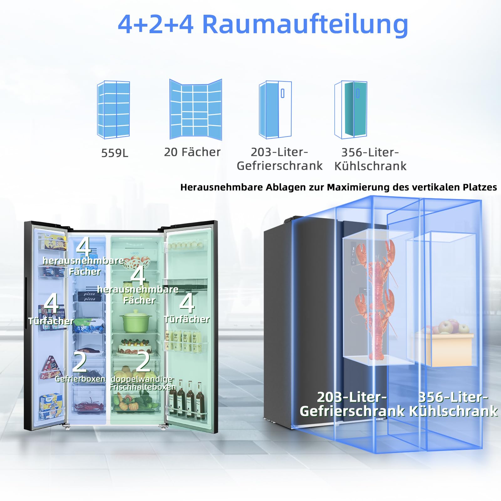 Chiq Side By Side Kühlschrank 559L – Bild 5