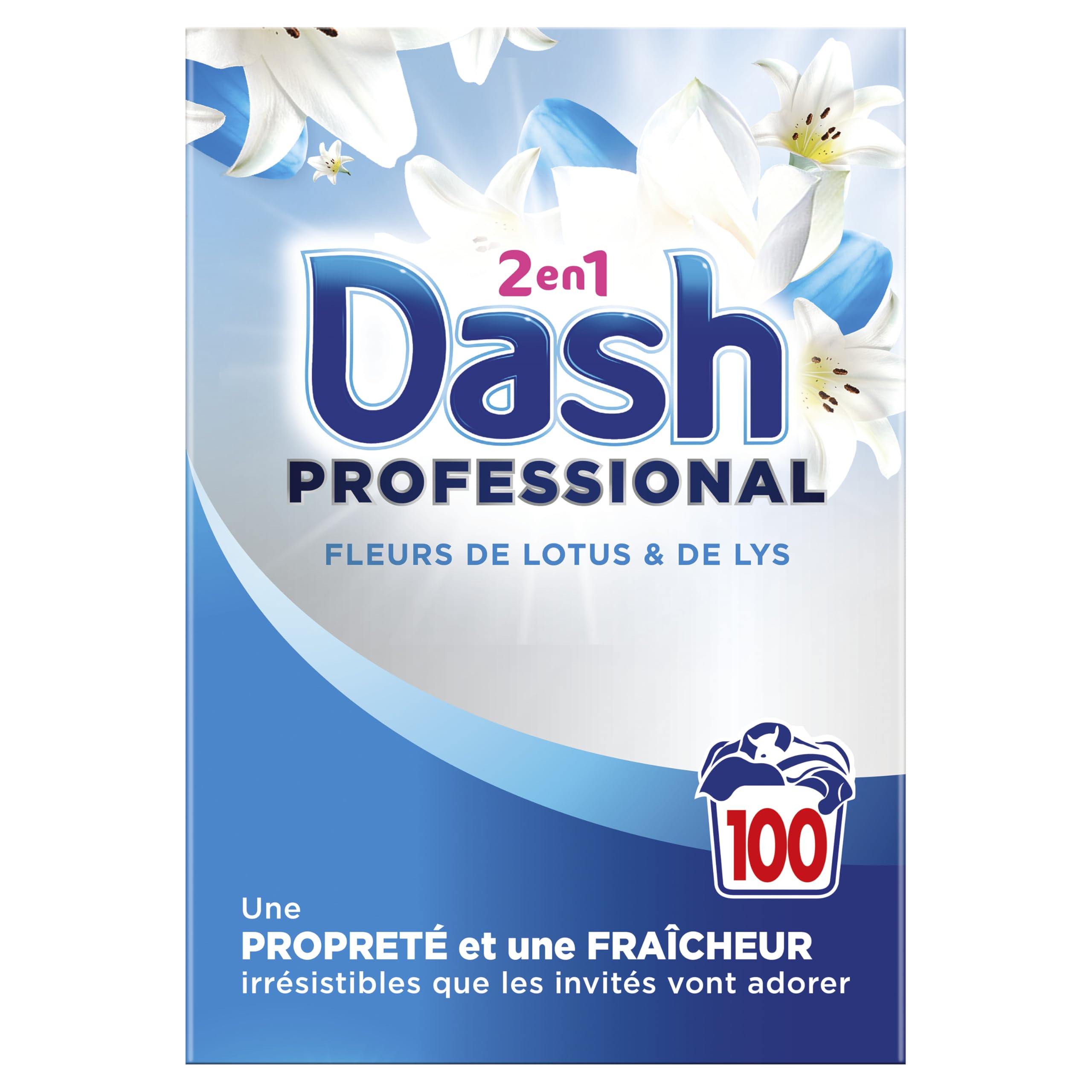 Dash 2 in 1 Professional Lessive en poudre Fleur de lotus et lys, 100 lavages, 5.5kg
