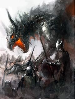 Wee Blue Coo Art Painting Drawing Fantasy Dragon Battle Medieval Warrior Canvas Print