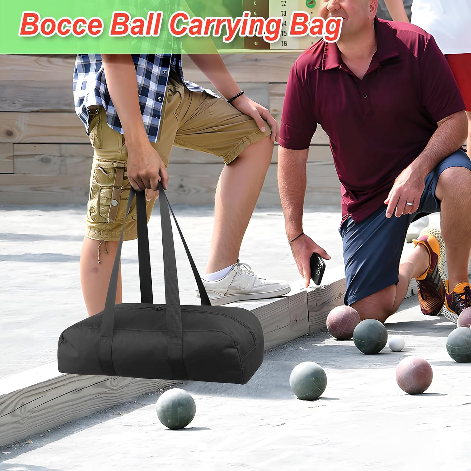 Cosmos Bocce Sets Carry Bag Bocci Storage Organizer Bag for Holding 8 Boccie Balls, Portable Bocce Balls Tote Bag for Carrying Bocce Game Equipment to Backyard Lawn Beach