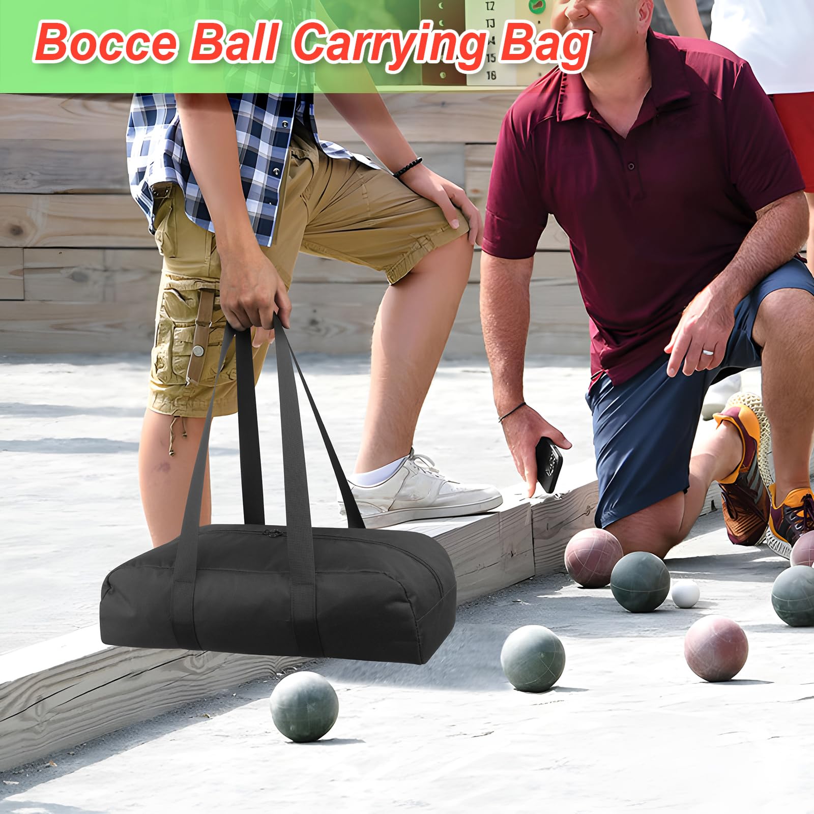 Cosmos Bocce Sets Bolsa de Transporte Bocci Bolsa organizadora de Almacenamiento para sostener 8 Bolas de bocha, Bolsa de Mano portátil para Llevar Equipo de Juego de bochas al Patio Trasero, césped,