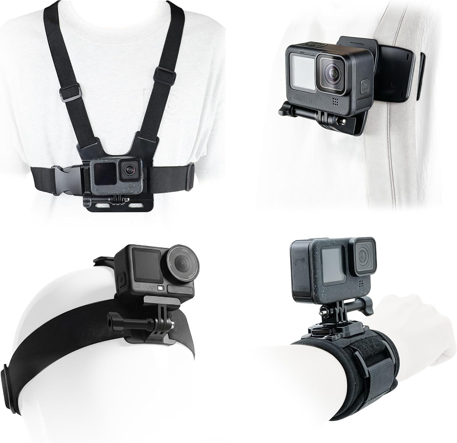 Head Chest Wrist Strap Backpack Clip Mount for GoPro/DJI/Insta360
