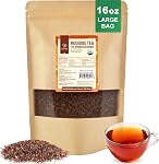 Soeos Organic Thé à feuilles longues rouge Rooibos, 16oz (1LB), Thé à base de plantes sans caféine USDA & Non certifié OGM, sans gluten & Keto Friendly, Rich Aroma Saveur douce.