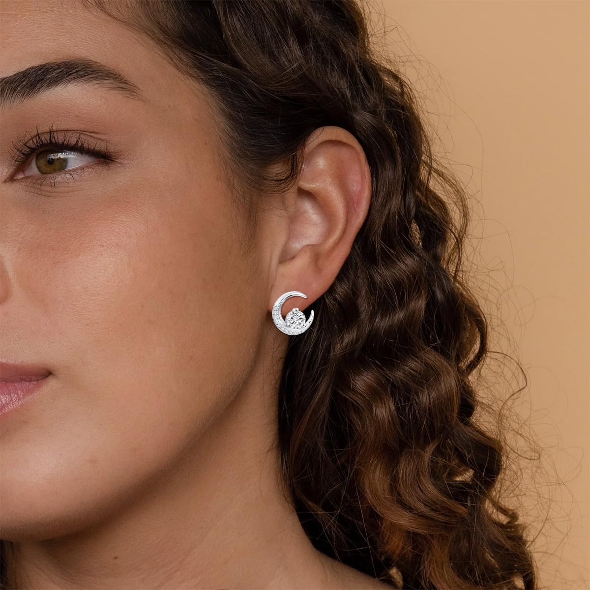 Moon Stud Earrings For Women 925 Sterling Silver Moissanite Earrings Dainty Crescent Moon Earring Stud Gift Jewelry For Her - Image 4