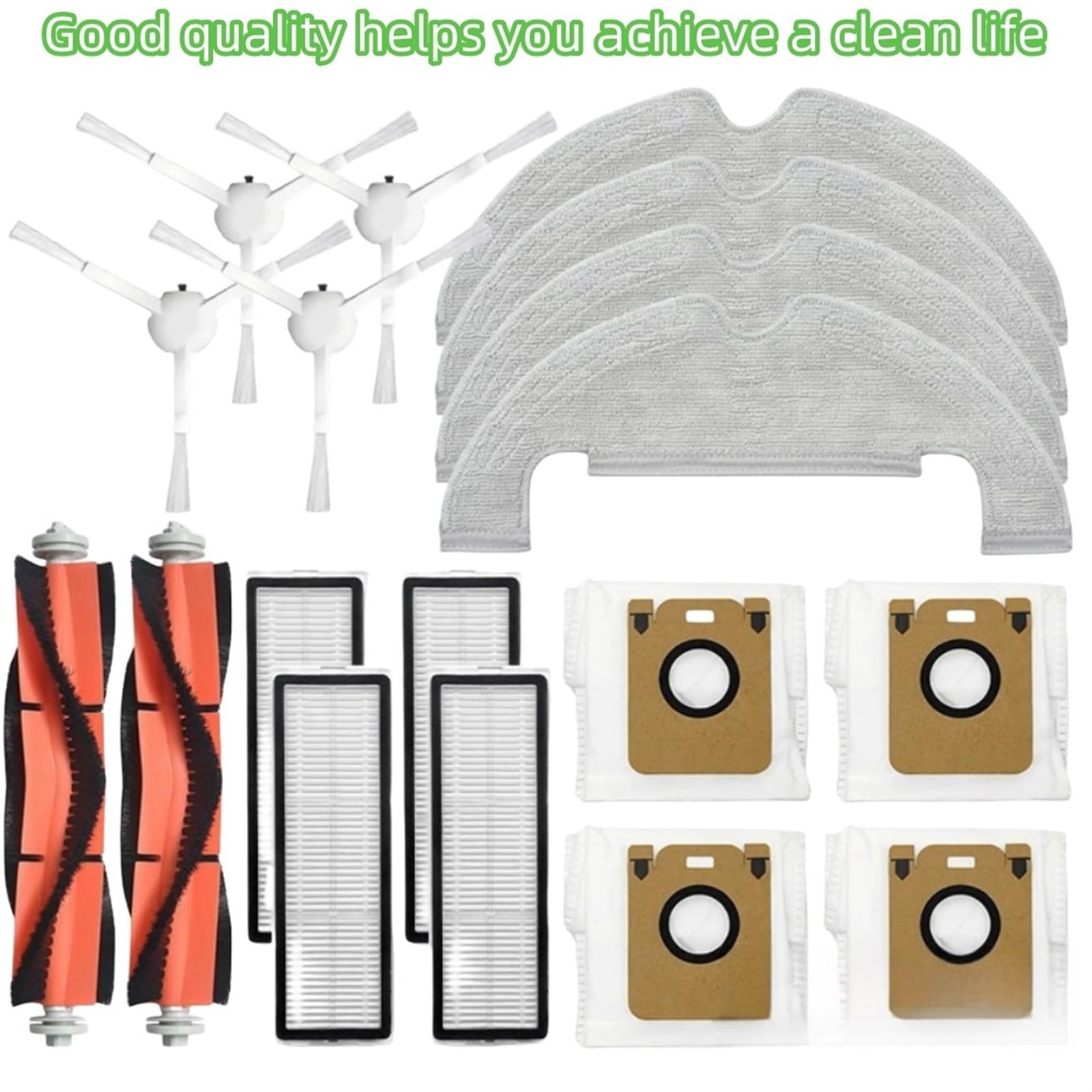 Compatible con Dreame Bot D10 Plus RLS3D, piezas de recambio de aspiradora, cepillo principal/lateral, filtro Hepa, paño de mopa, bolsa for el polvo(Color:Set e)