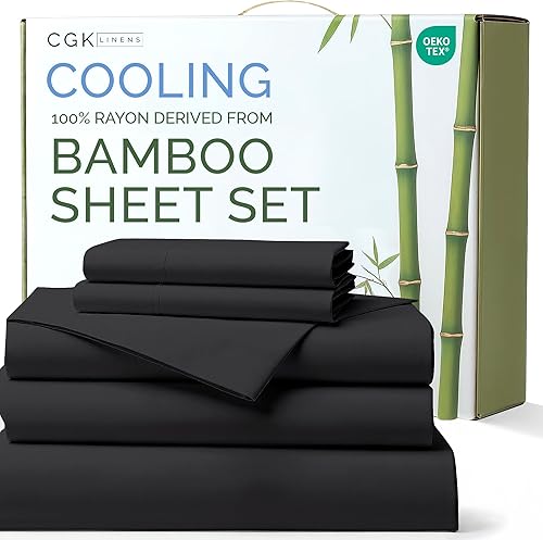Miniatura 23 de Sábanas de bambú 100% rayón derivado del bambú, tamaño Queen, sábanas refrescantes para Queen, ultra suaves, transpirables y de lujo de hotel, 1 05