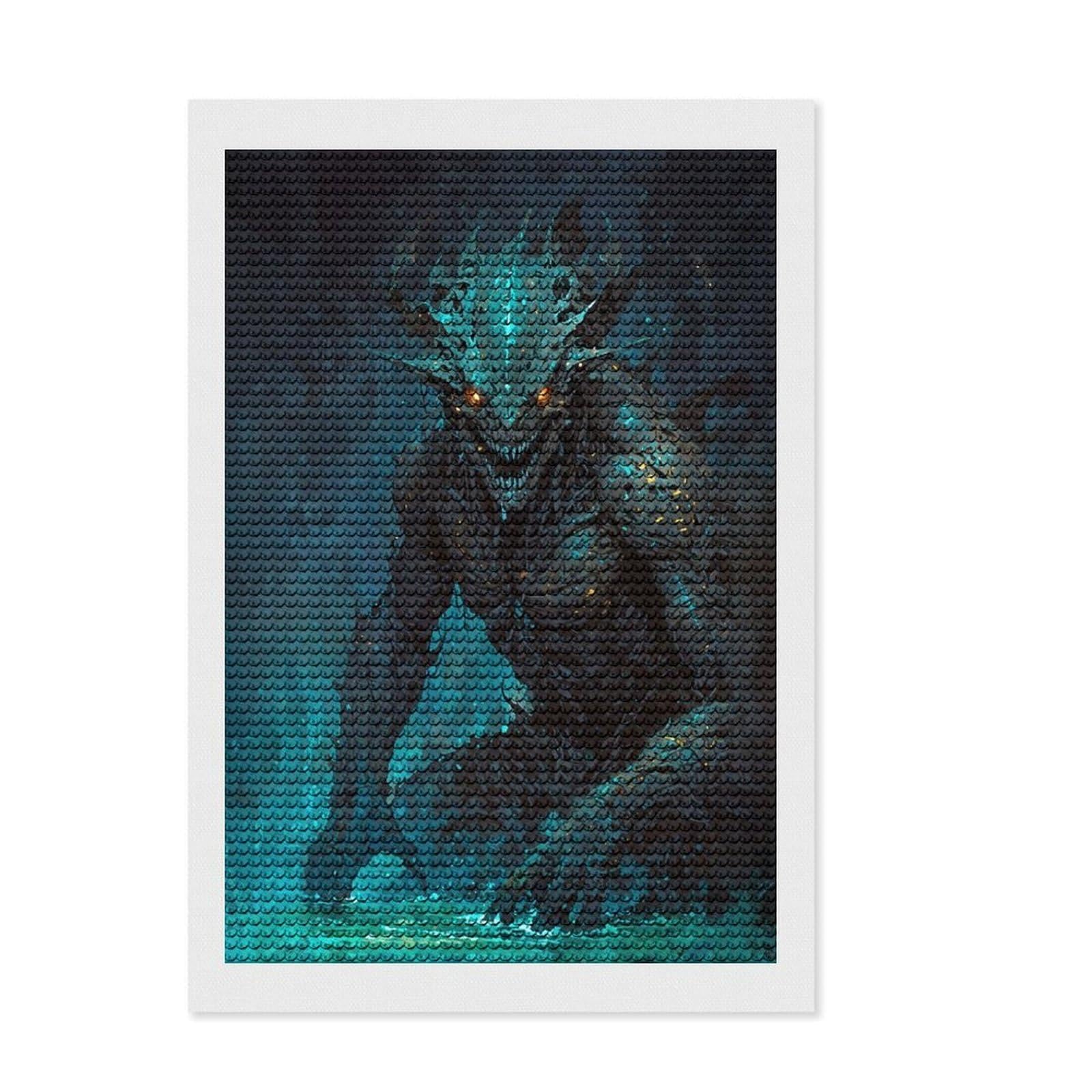 Junmoney Neon Leviathan Diamond Painting Set 8"x12", Birthday Gift, Vintage Style Decor, Modern Decor, Seasonal Gift Choice, Creative Hobby