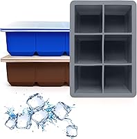 Vista 17 de Bandejas de silicona para cubitos de hielo, paquete de 3, moldes de silicona para cubitos de hielo de gran tamaño con tapa extraíble a prueba