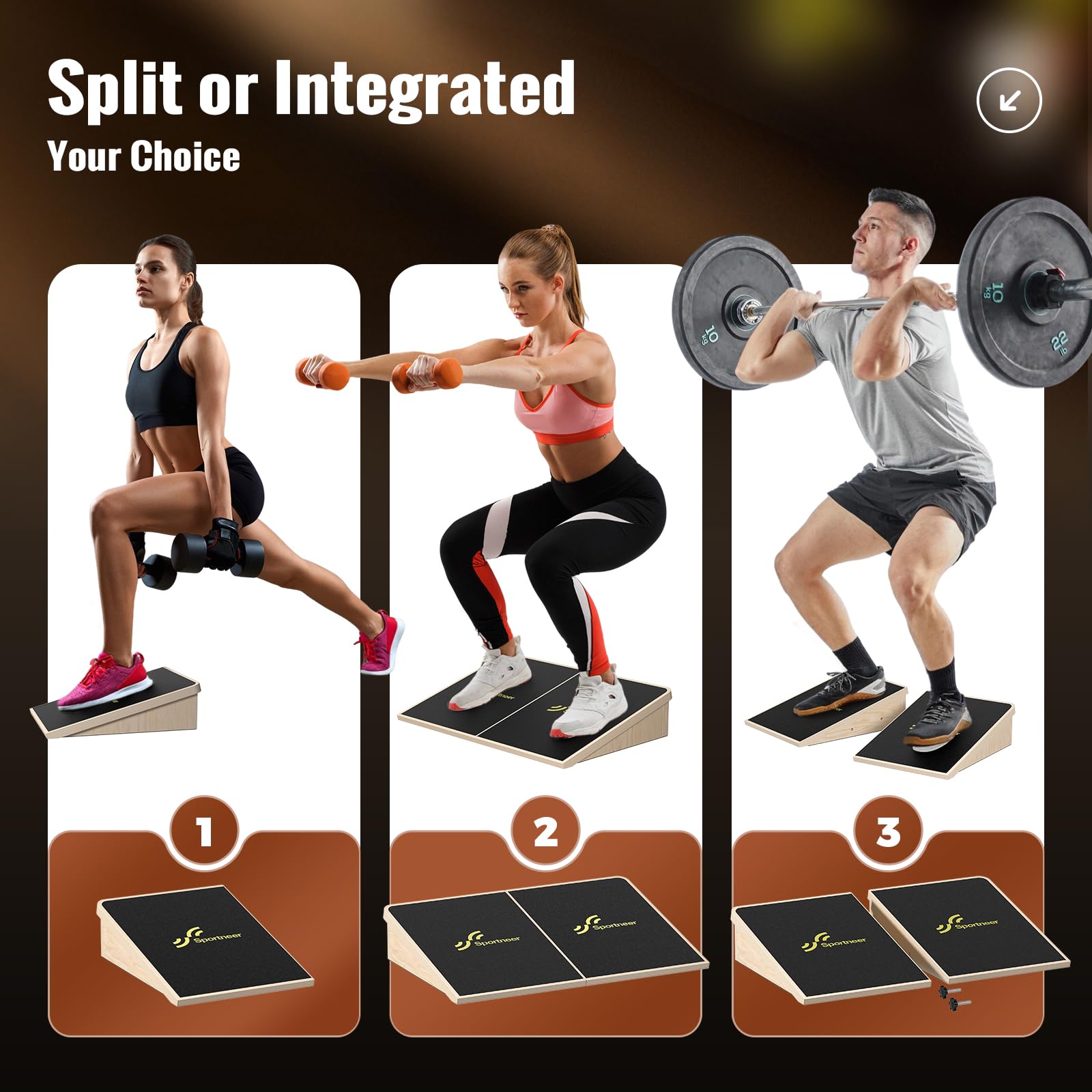 Sportneer Balance Board 15° Heavy Weight antiscivolo Squat Block