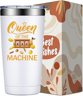 SpenMeta Gambling Gifts for Women - Casino, Slot Machine Present for Birthday Christmas, Queen of Machine 20 Oz Tumbler Cup