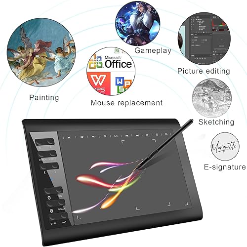 Miniatura 8 de TEROW Graphics Drawing Tablets, 10 x 6 inch Graphics Writing Tablet with Portable Bag and 8192 Levels Battery-Free for PCMacAndroid 5.0 and Above