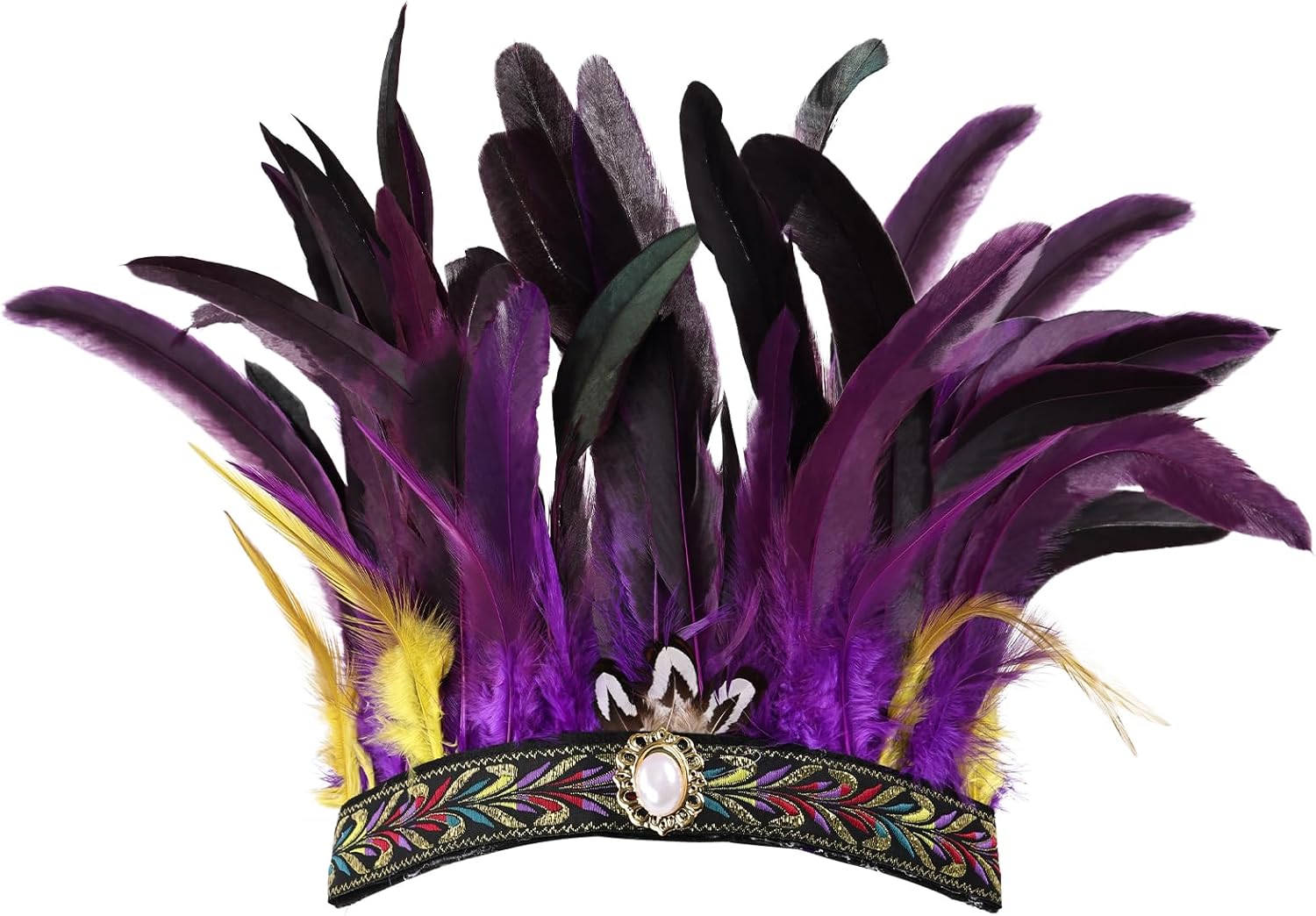 Peacock Feather Fascinator Decorative Feather Headpiece Crown Headdress Costume Headband for Party