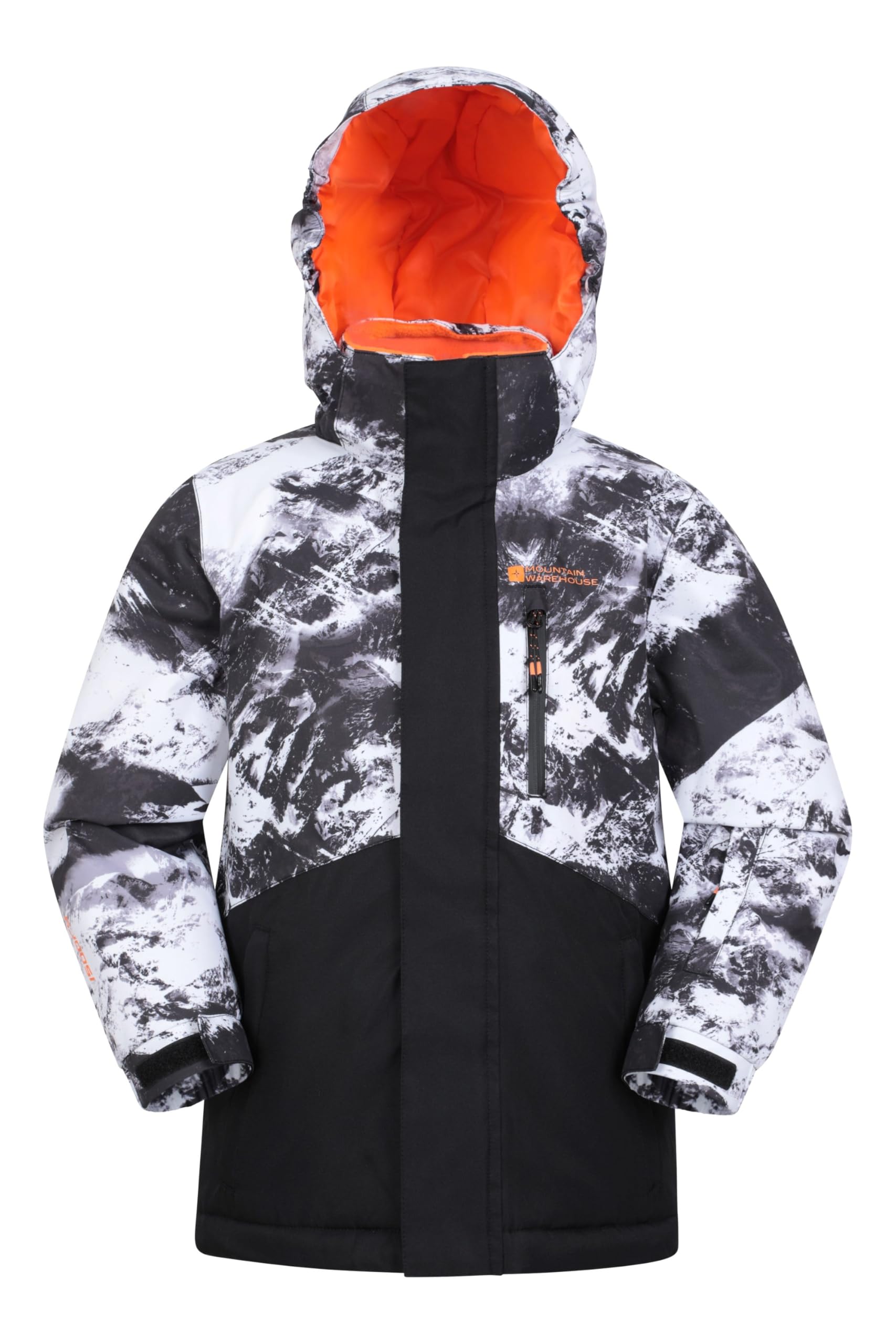 Mountain Warehouse Dark Grey Himalayan Kids Waterproof Ski Jacket - Breathable Childrens Coat Withtaped Seams & Detachable Hood - Snowboarding Kids Size 7-8 Years