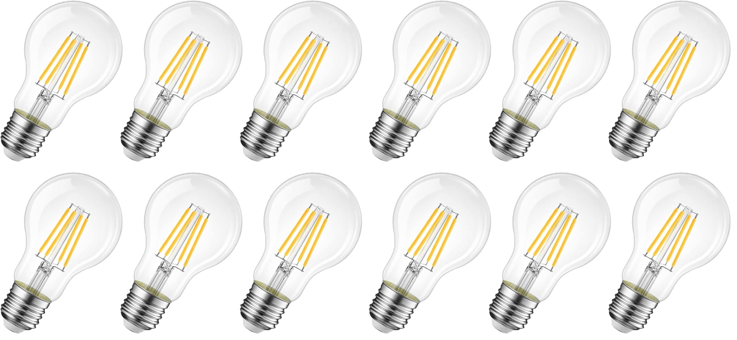 LVWIT Lampadine di filamenti a LED, 7.5W Equivalenti a 75W, 1055LM, 2700K Bianco Caldo, Attacco E27, Stile Vintage Retrò, Non Dimmerabile, Confezione da 12 Pezzi