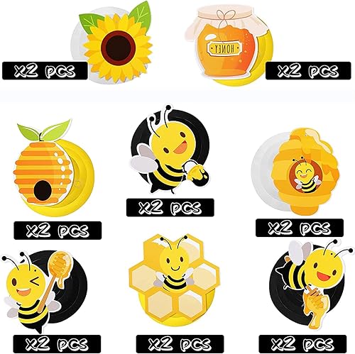 Miniatura 5 de Decoraciones colgantes de remolinos de abejorros de miel, 32 piezas de decoraciones de fiesta de abejas, serpentinas de techo temáticas de abeja de