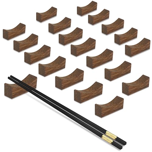 YTLX 20pcs Natural Wooden Chopsticks Rests and Holders