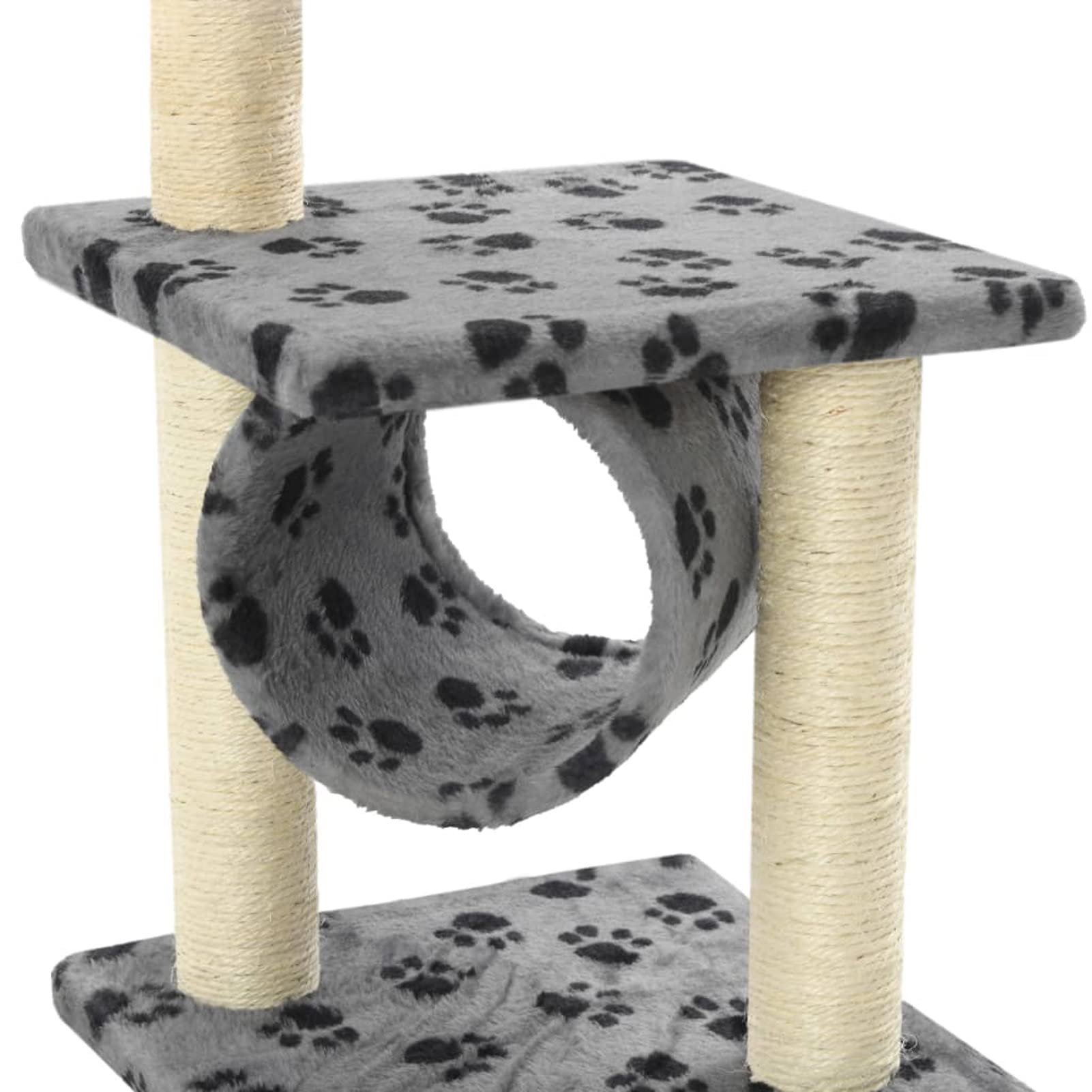 Rascador para Gatos con Poste de sisal, Rascador Gato, Arbol Rascador para Gatos, Gatos Accesorios, Torre Gatos, Arranhador para Gatos, Casa para Gatos, 65 cm Huellas Gris
