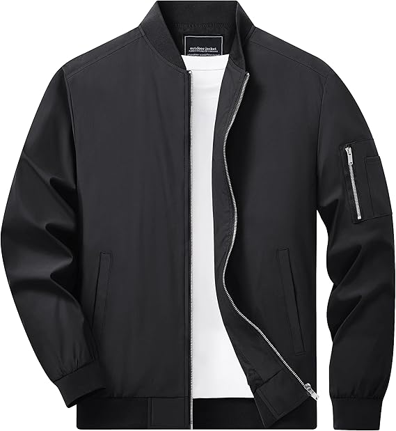 TACVASEN Men's JacketLightweight Casual Spring Fall Thin Bomber Zip