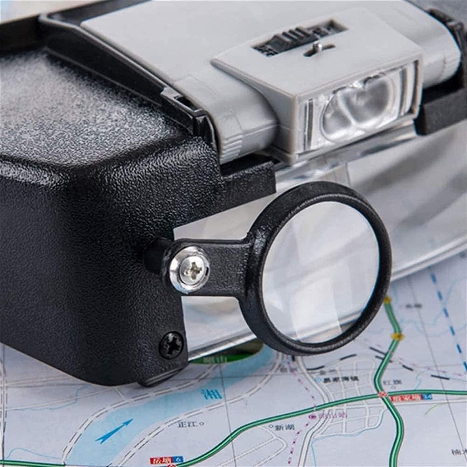 Kopfbandlupe, beleuchtete Vergrößerungsbrille mit Kopfhalterung, verstellbare Juwelier-Kopfbandlupe mit beleuchteter Vergrößerungslinse und 2 LED-Lichtblenden zum Lesen von Schmuck