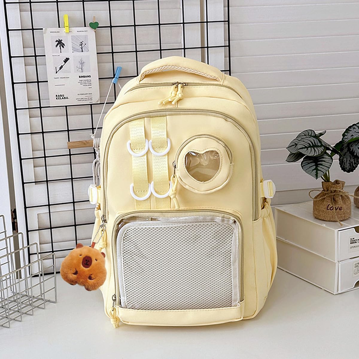 Ita Bag Rucksack Kawaii Anime Pin Display Rucksack mit Transparentem Fenster Cosplay Itabag für Sammler Schwarz
