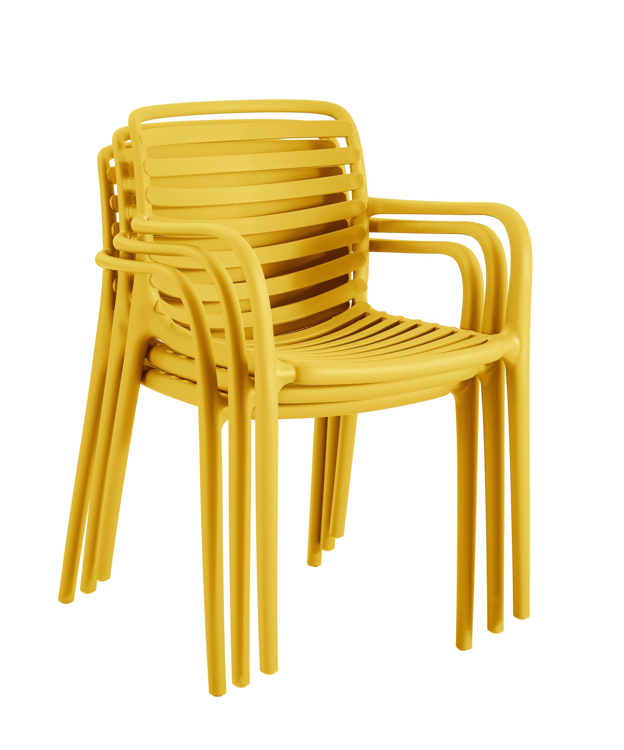 METRO Professional Silla apilable con reposabrazos Gastro Elaria, plástico, Amarillo Mostaza