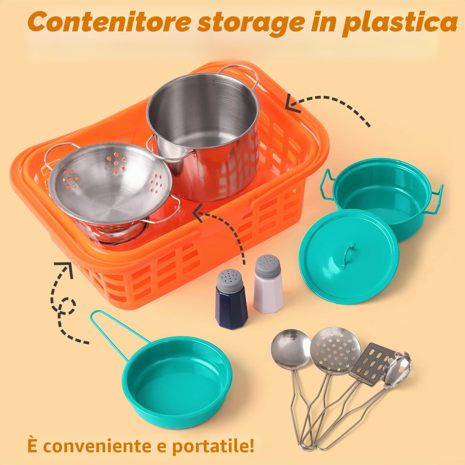 Set Pentole Giocattolo e Cucina Accessori per Bambini, Pentoline Giocattoli e Utensili Cucina per Bambina Pentolini Gioco Bambino 3 4 5 6 7 8 anni (Verde)