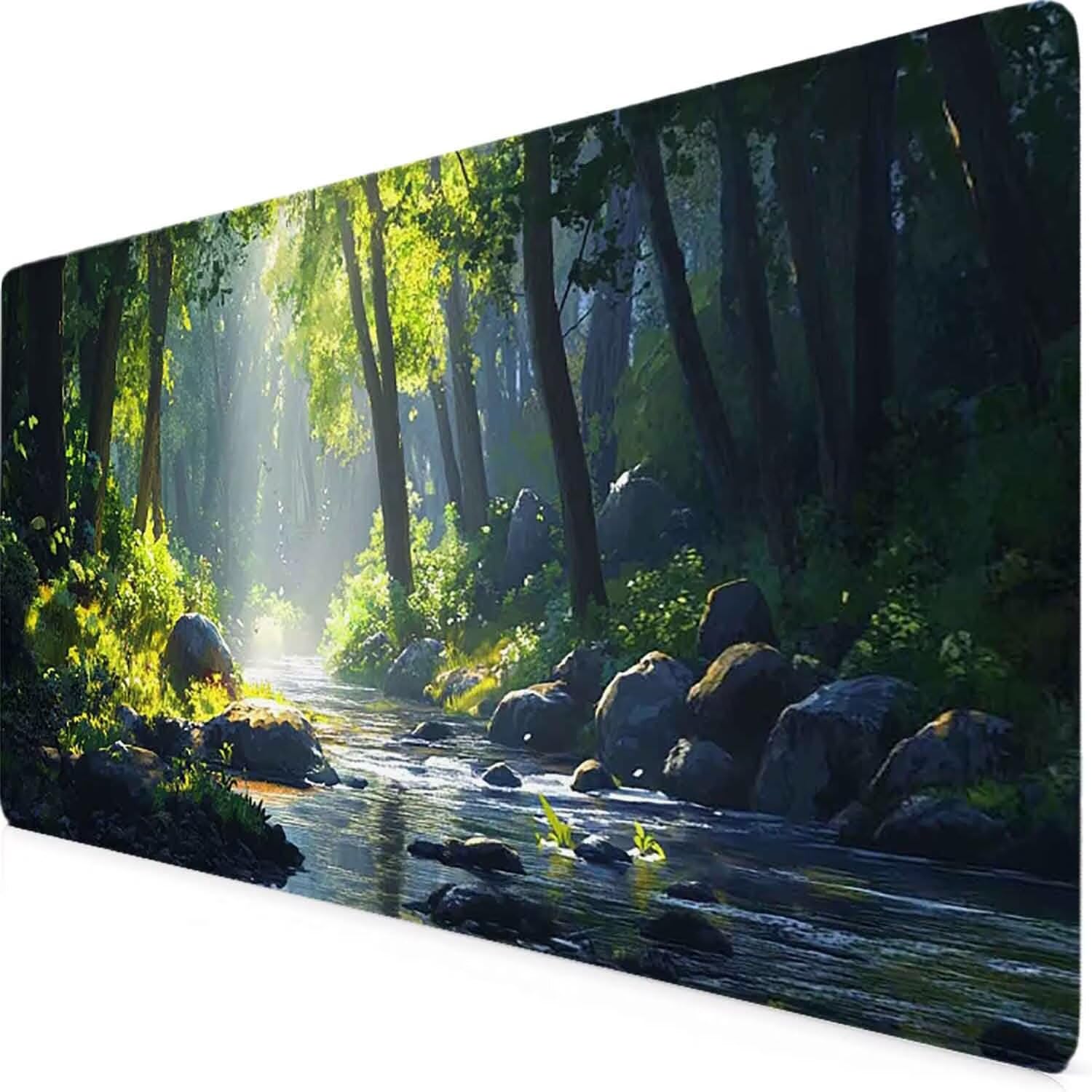 Zielona podkładka pod mysz drzewo podkładka pod mysz XXL 1200 x 600 mm podkładka pod mysz z przeszytymi krawędziami i gumową podstawą antypoślizgowa podkładka pod mysz XXL do gier, laptopa, akcesoria