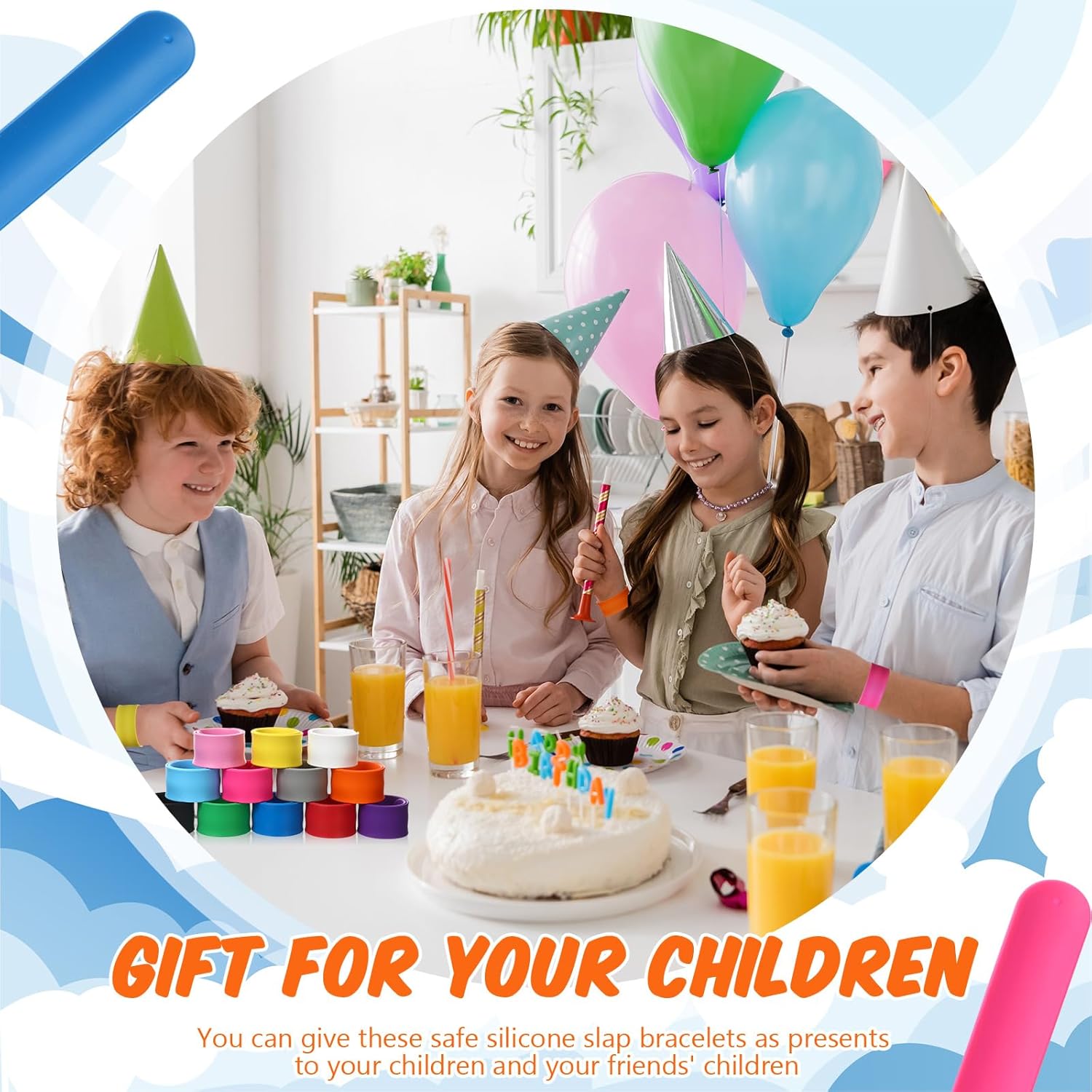12 Pcs Silicone Rubbber Slap Bracelets Plain Slap Bracelets Wrist Soft and Safe Slap Bands Wrap Band for School Party Favors DIY Painting