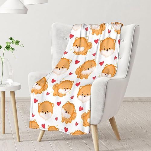 Miniatura 9 de Manta de Pomerania para niñas, tamaño de cuna de 40 x 50 pulgadas, manta de felpa suave y mullida, manta rosa para sofá y sofá