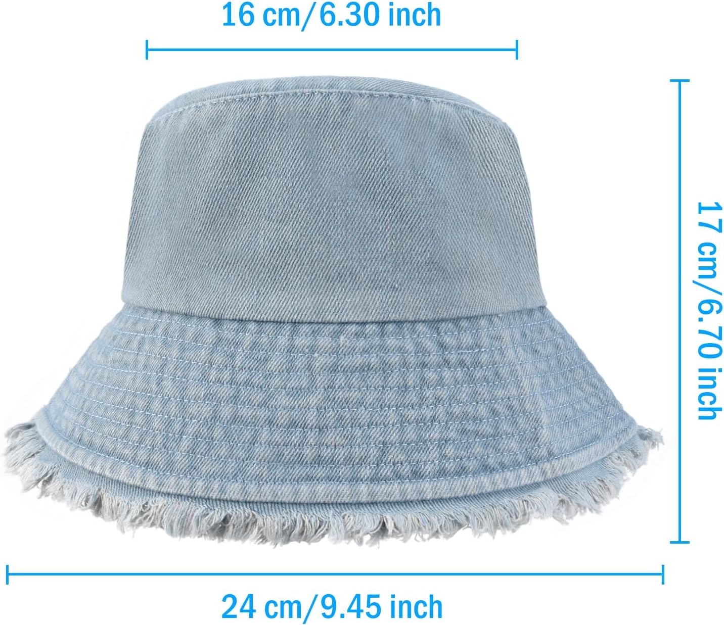 Washed Cotton Denim Bucket Hat, Summer Outdoor Wide Brim Lightweight Cap for Women, Beach Packable Travel Hat - Image 2