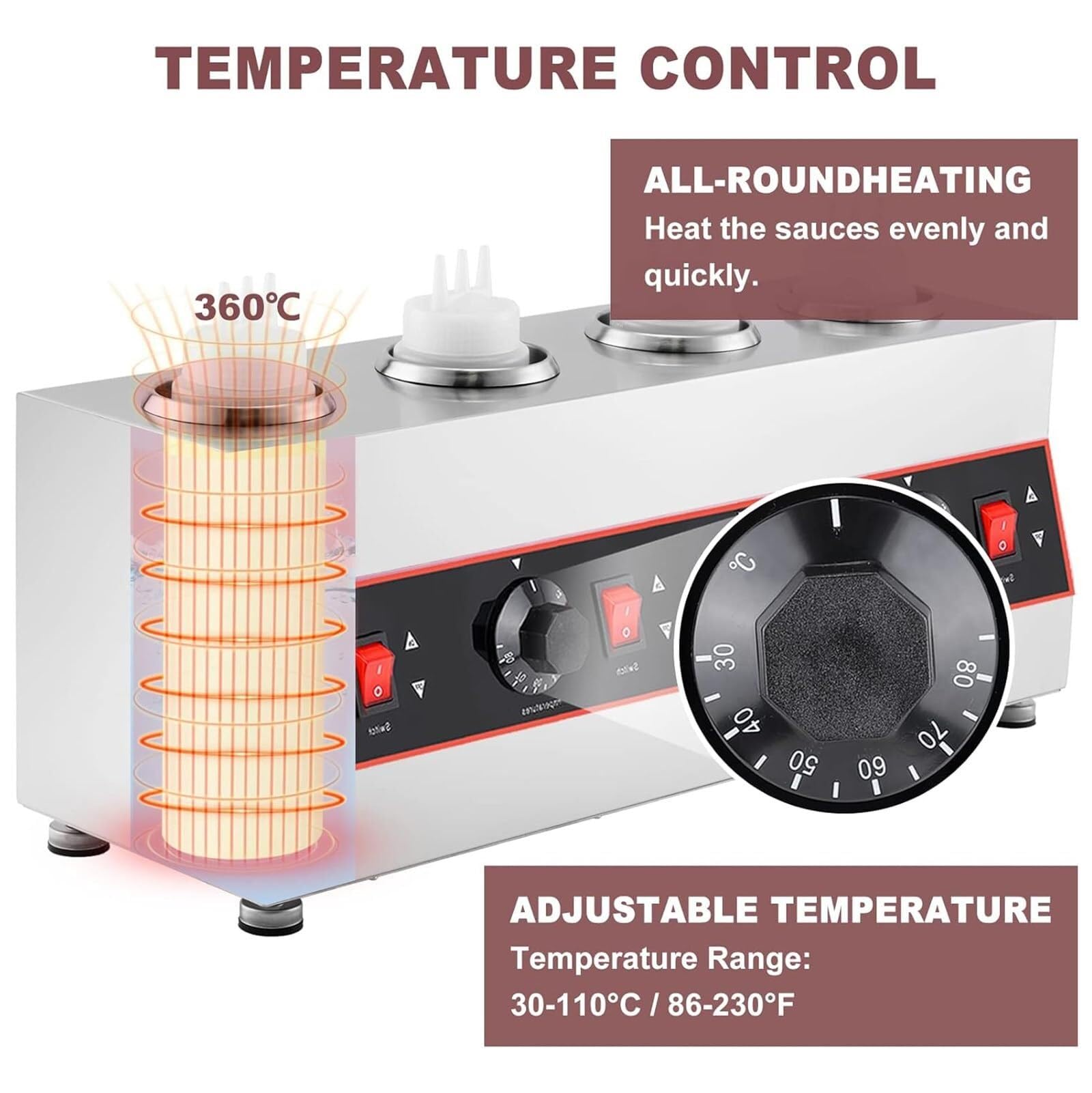 Dispensador de salsa de queso, máquina portátil de conservación del calor con temperatura ajustable de 30 a 85 °C, ideal para salsas de dulce caliente y queso nacho, capacidad de 1,5 L