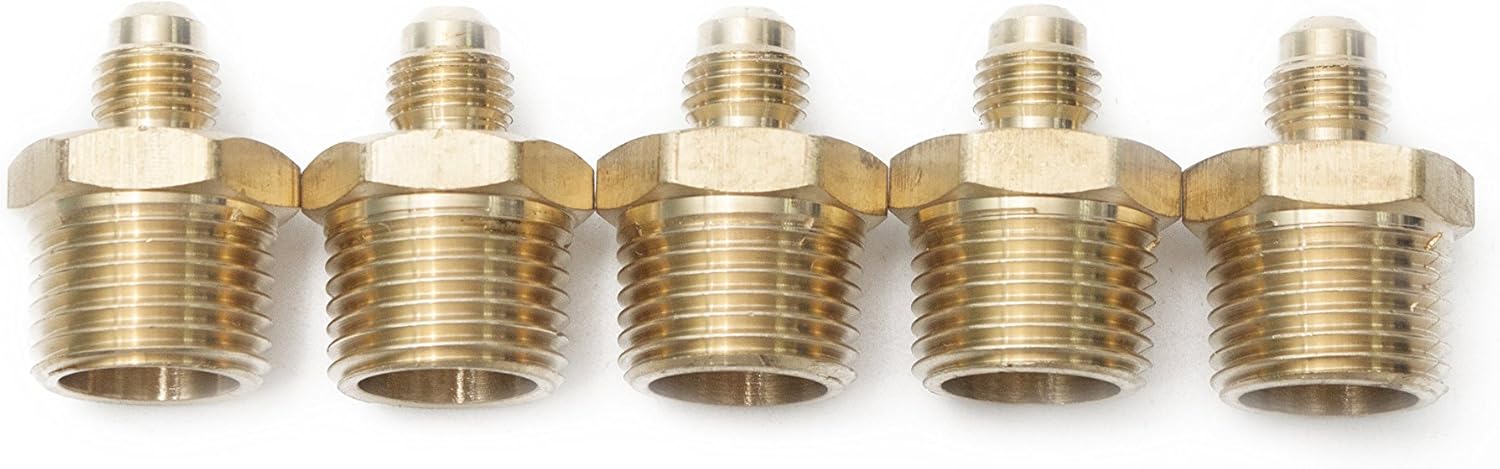 LTWFITTING Brass Flare 1/4" OD x 1/2" Male NPT Connector Tube Fitting(pack of 5)