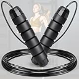 Jump Rope, Tangle-Free Jump Rope with Ball Bearings, Adjustable Speed Rope for Home, Gym Fitness, Weight Loss, Training, Anti-Slip Foam Handles & 360° Rotation (Black)
