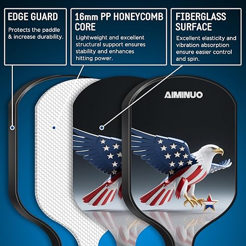 Miniatura 2 de Palas de pickleball, juego de paletas de pickleball de fibra de carbono, palas ligeras de pickleball de 0.630 in para hombres, mujeres, niños,