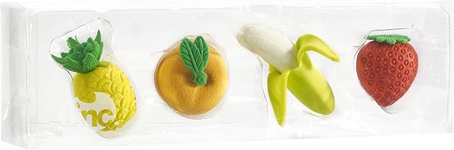 Tinc Fruit Eraser Collection Pack for Kids | for Use at School & Homework - Easy Error Correction - Pencil Erasers - Colourful Gift Style Packaging | 4 Novelty Fruit Shaped Erasers, FRUERCOL