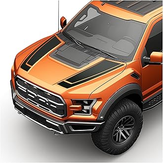 Hood Blackout Racing Stripes Vinyl Decal Sticker Kit- Compatible with Ford F150 Raptor 2014-2020 (Style 5, Matte Black)
