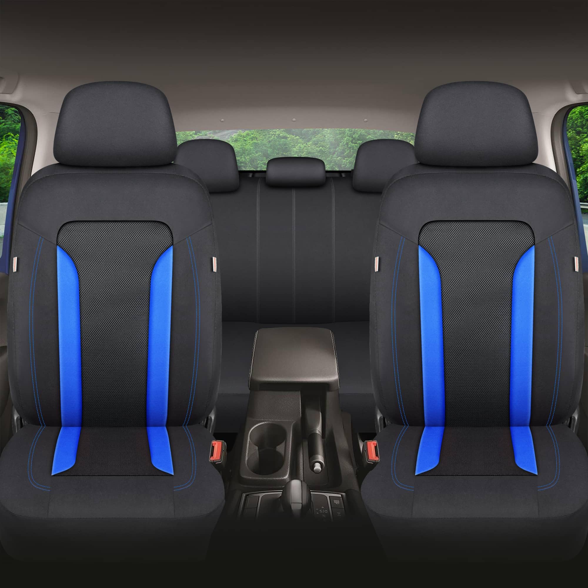 Schonbezüge Sitzbezüge Komplettset für Mercedes B-Klasse Bj 2005-11 in Schwarz/Blau FT1