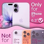 JETech Wavy Cas pour iPhone 17 6.3-Inch, mignon cadre de vague Curly Forme Shockproof housse de téléphone pour les femmes et les filles, clair dur PC Dos (Purple)