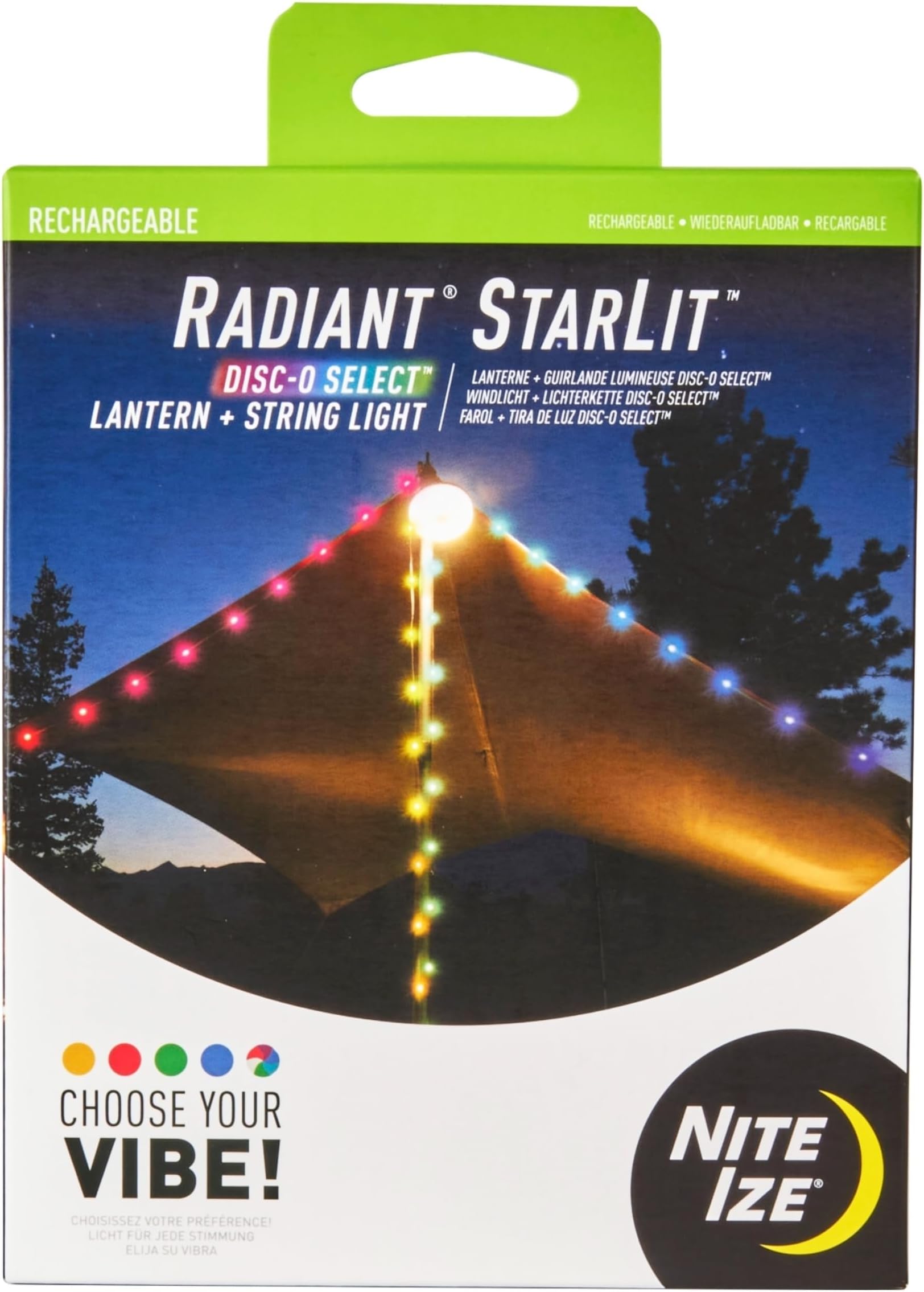 Nite Ize Radiant Starlit Rechargeable Lantern and String Light - Disc-O Select, White