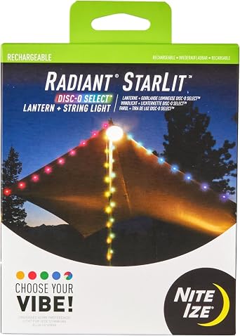 Nite Ize Radiant Starlit Rechargeable Lantern and String Light - Disc-O Select, White