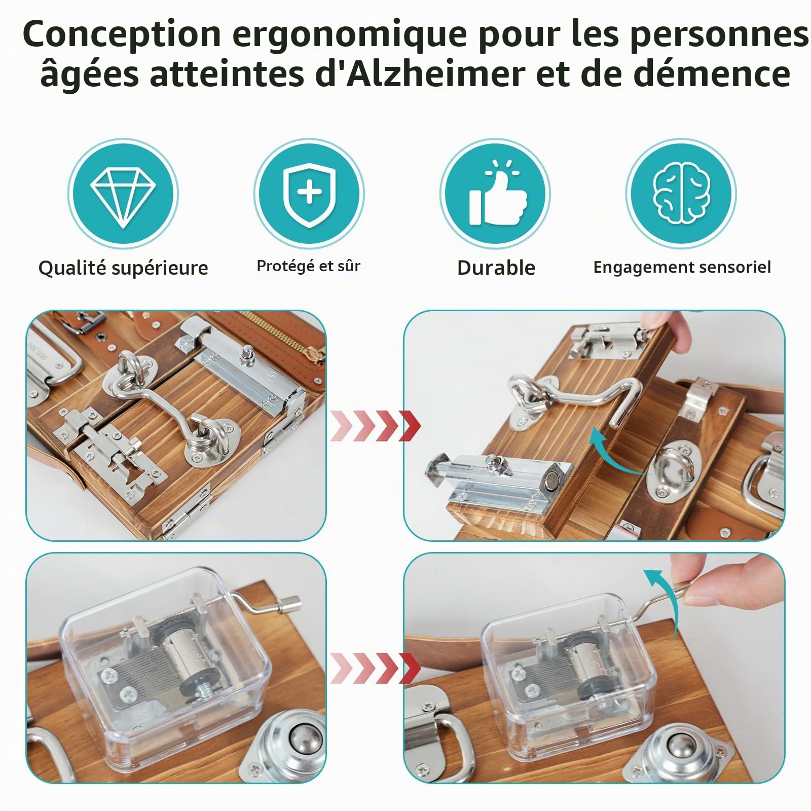 lefeke Fidget Busy Board pour adultes atteints de démence, activités apaisantes et jeux pour personnes âgées, activités de démence pour personnes âgées, produits d'assistance aux patients âgés