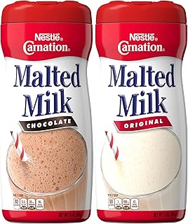 Nestle Carnation Malted Milk Powder, Chocolate and Original Flavor Bundle, 13 Oz Containers (2 Items)