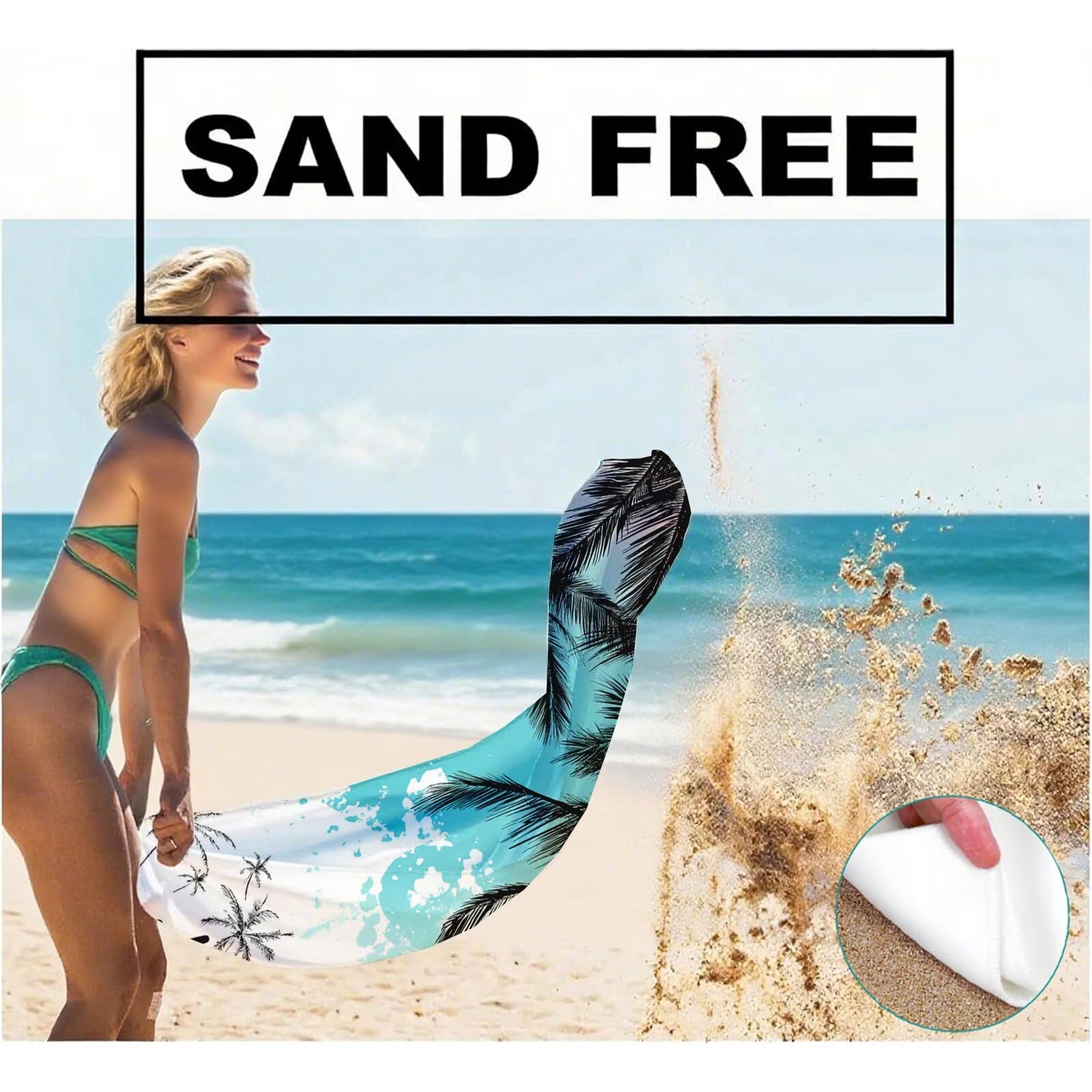 Telo Mare Microfibra, Telo Mare Grande 200x100 cm Set da 2, Antisabbia Asciugatura Rapida Assorbente Salvietta da Spiaggia Asciugamano per Palestra Piscina Viaggi Picnic, Regali Donna Estate Q-713
