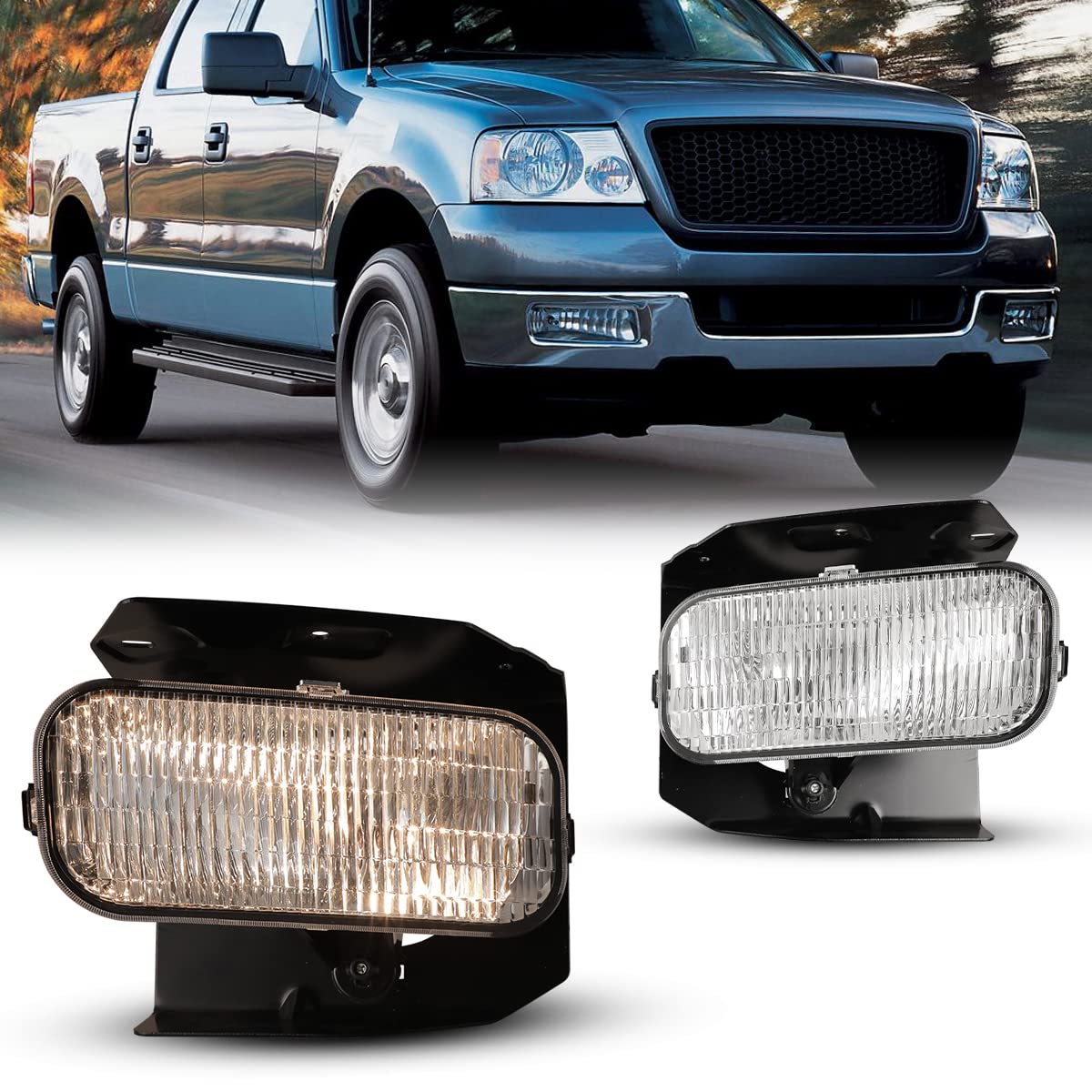 WolfX Fog Lights Fit For 1999-2003 F-150 (XL, XLT, Lariat Model w/o STX ED) & 2004 F-150 (Heritage Model Only) Fog Lamp Assembly For 1999-2002 Ford Expedition (XL, XLT, Lariat Model w/o STX ED)