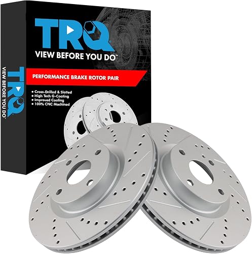 TRQ Performance Front Brake Rotor Set Vented Drilled Slotted