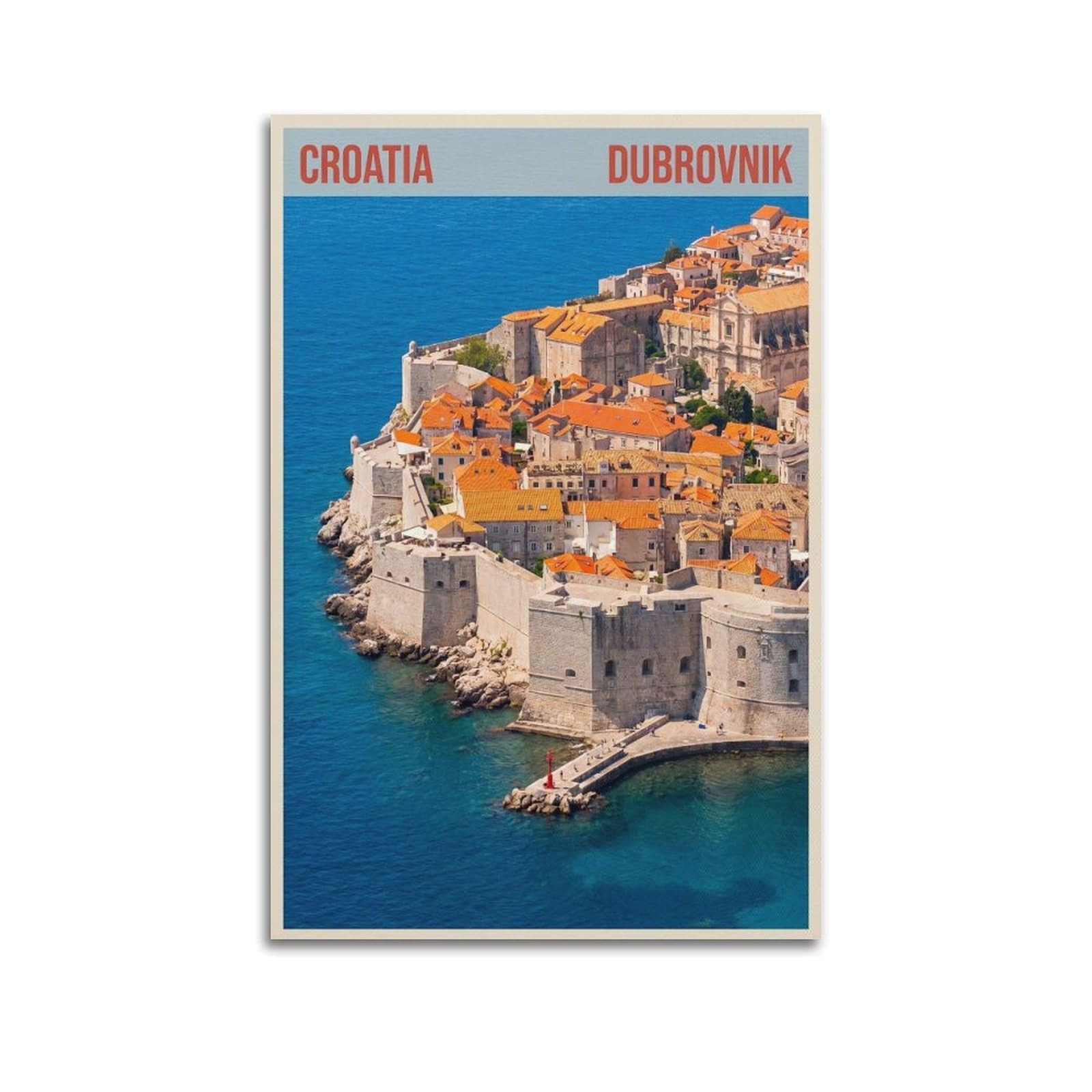 OKAHYS Travel Scenery Croatia Dubrovnik Poster Modern Decorative Canvas Prints - Ideal Wall Art for Family, Man Cave, Game Room, Boys & Girls Bedroom 12x18inch(30x45cm)