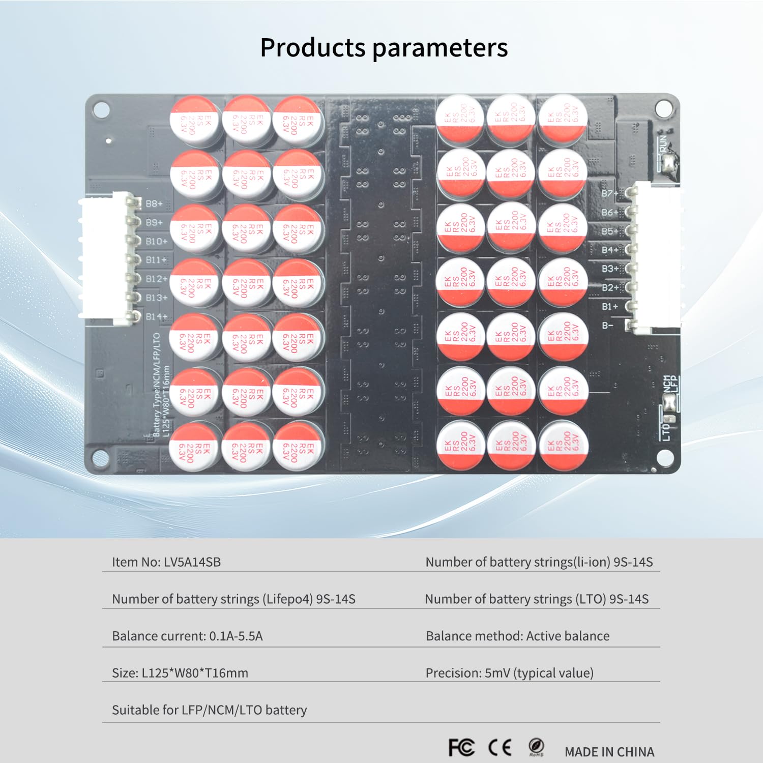 5,5 A 9S-14S Smart Active Balancer Equalizer 5 mV Precision | kompatybilny z Li-ion/NCM/LiFePO4