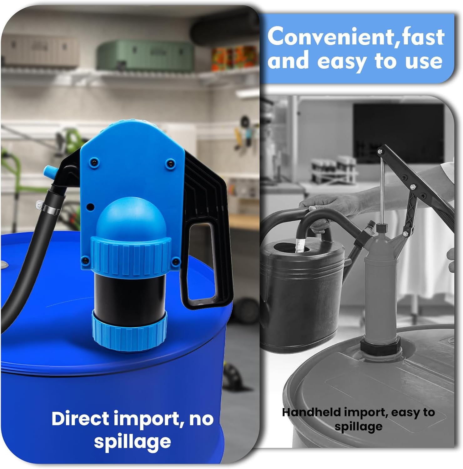 55 Gallon Plastic Hand Lever Drum Pump.Lever-operated Drum Pumps is 1 Pint Per Stroke.Portable Lever Action Drum Pump for High Viscosity Oils, Agricultural Chemicals with 2 Meters professional hose